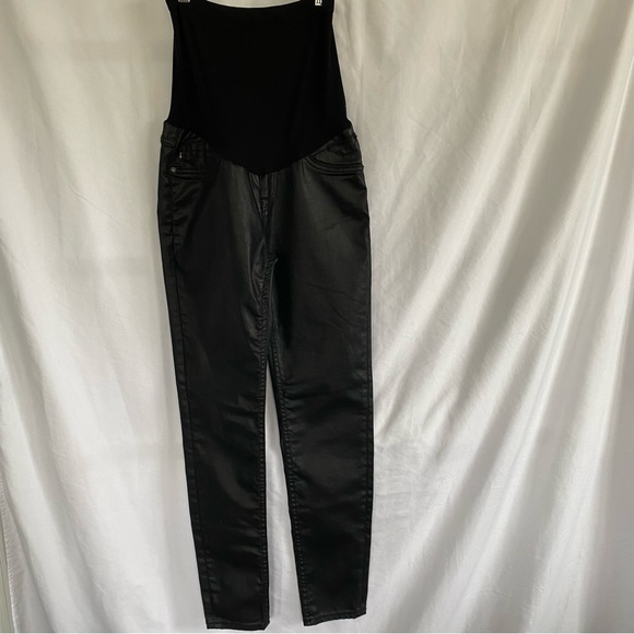 Vigoss Maternity Jeans Wax Coated Slim Fit Size 27 Black - Picture 2 of 13